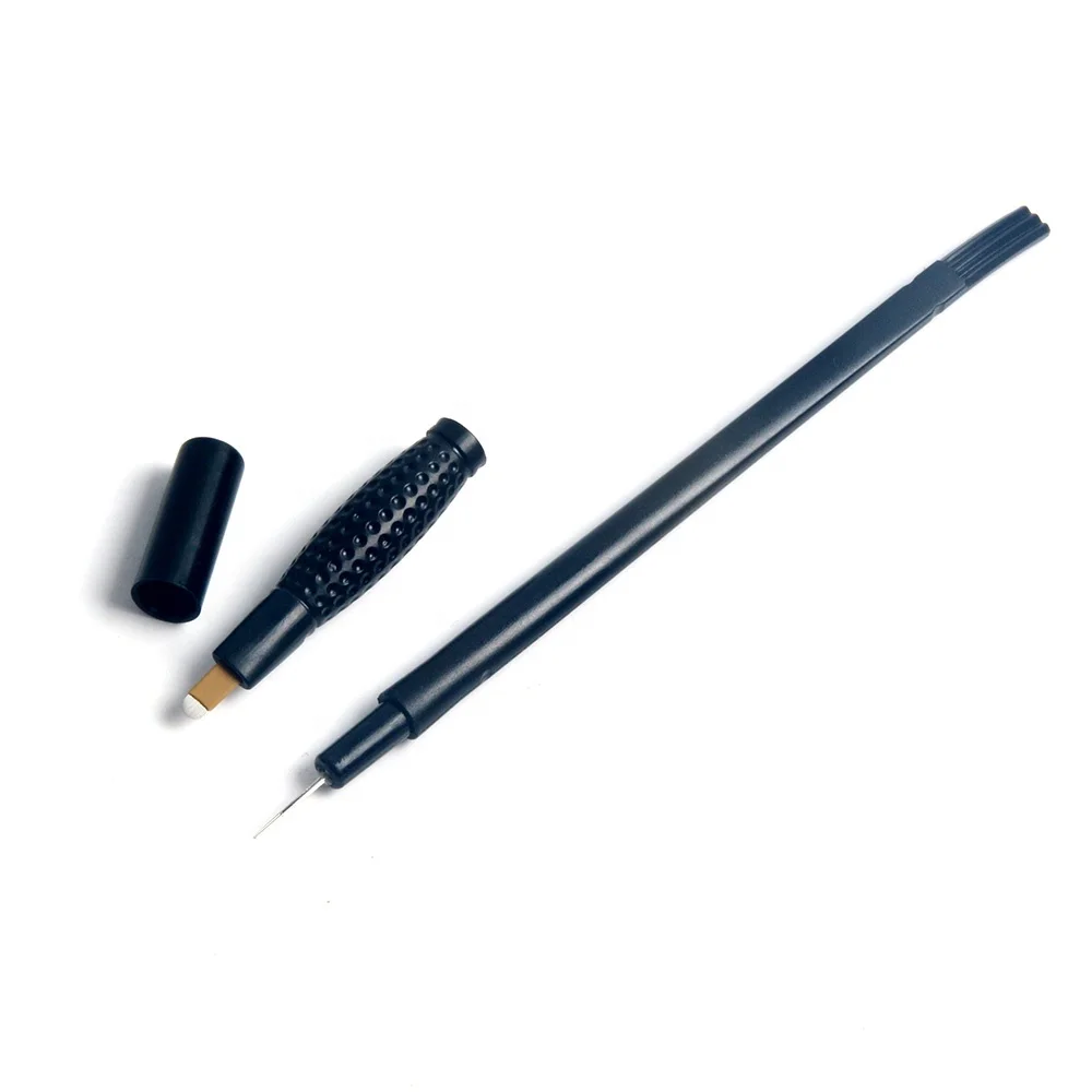 Disposable 2in 1 Microblading Manual Pen U blade 18U 5R Eyebrow Tattoo Machine With  For Semi Permanent Makeup Brows Shading