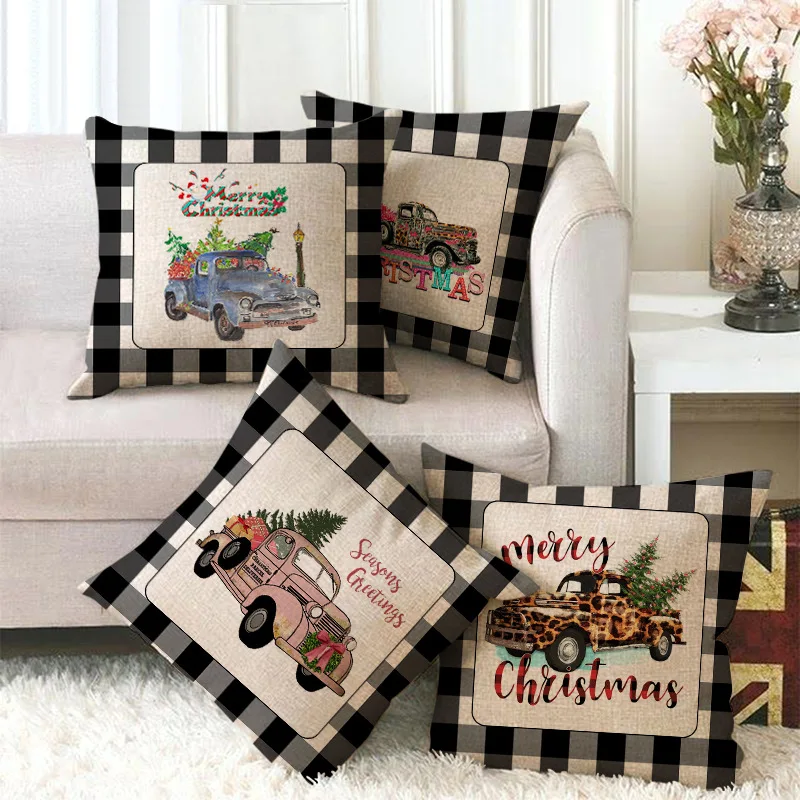 Free Shipping Wholesale  Linen  Sofa Pillow Cover Pillowcase Christmas Pillow  Cover Sofa Cushion Any Pattern Can Be Customized