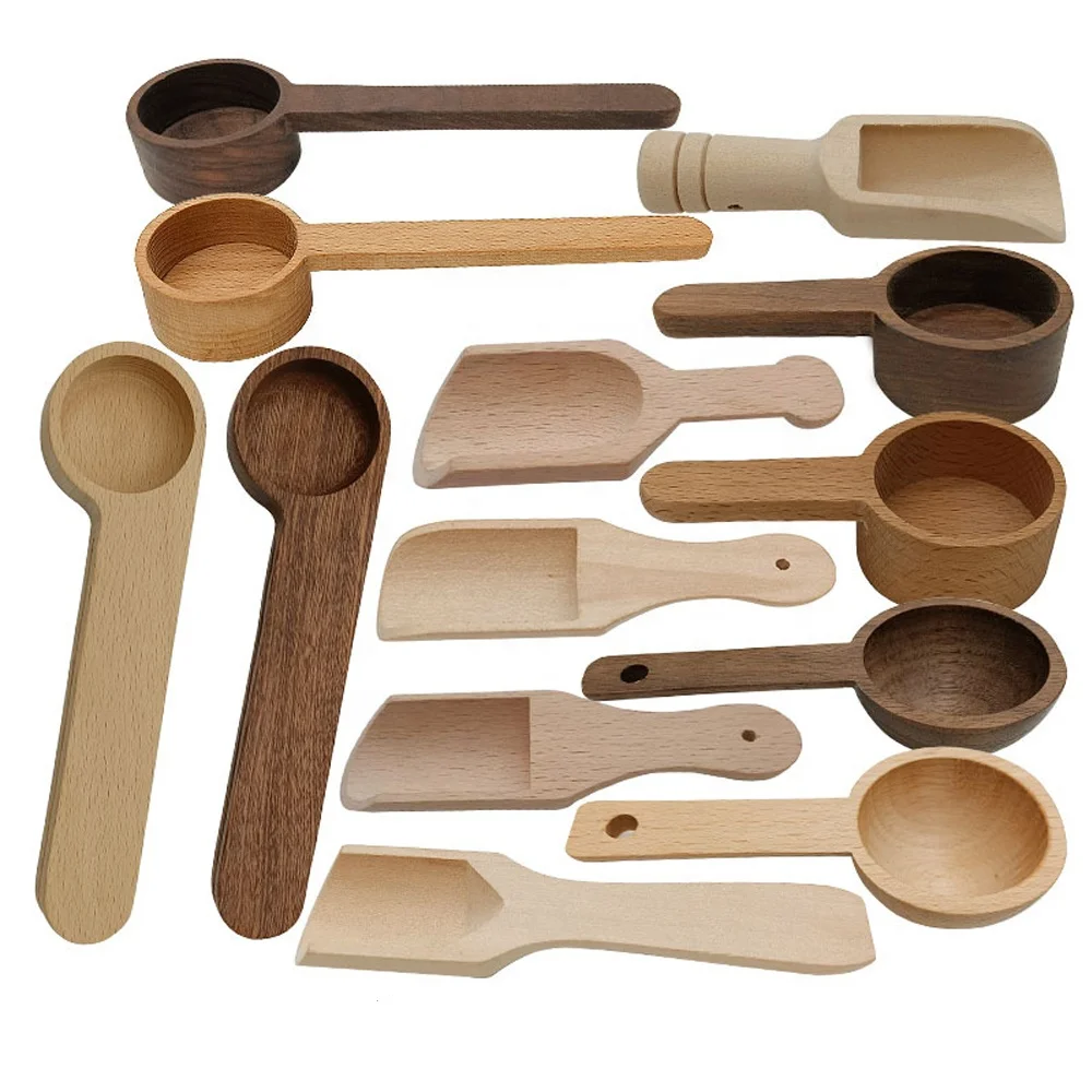 Personalized Logo Wooden Scoops Bath Salt Spoon Candy Flour Measuring Spoon Tbsp Gift Souvenir Favor