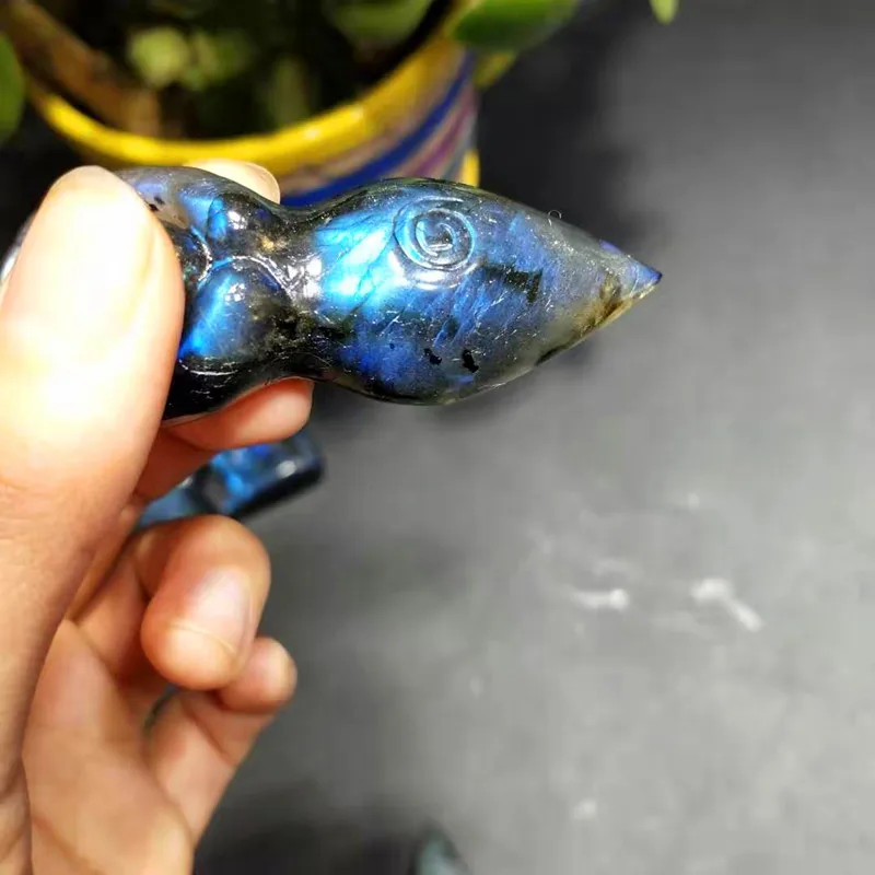 High Quality Natural Gemstone Hand-carved Labradorite Goddess Crystal Crafts For Decoration