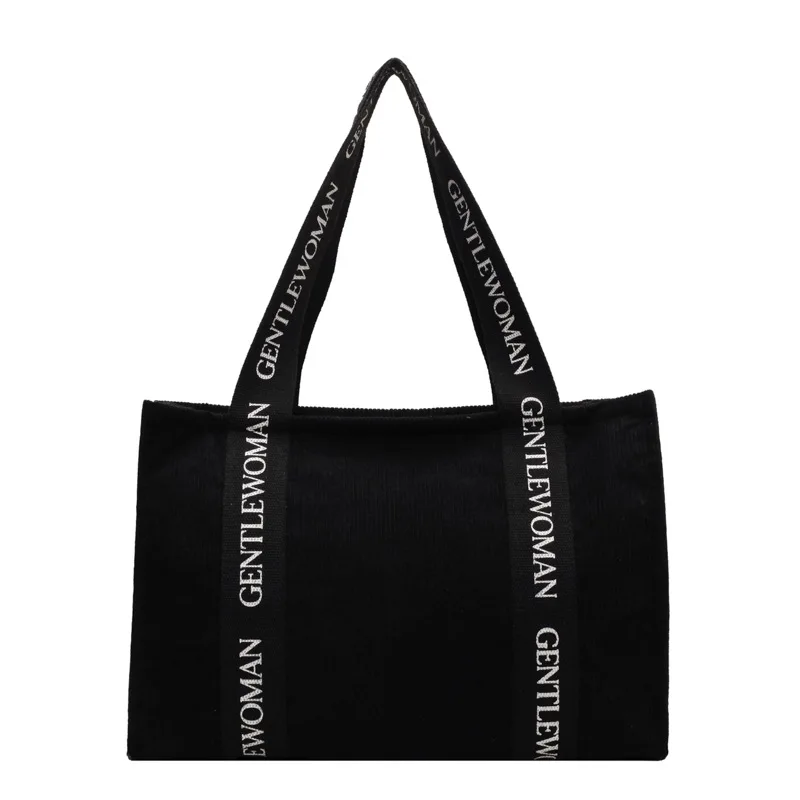 New Bags Striped Suede Tote Bag High Capacity Casual Tote Bag