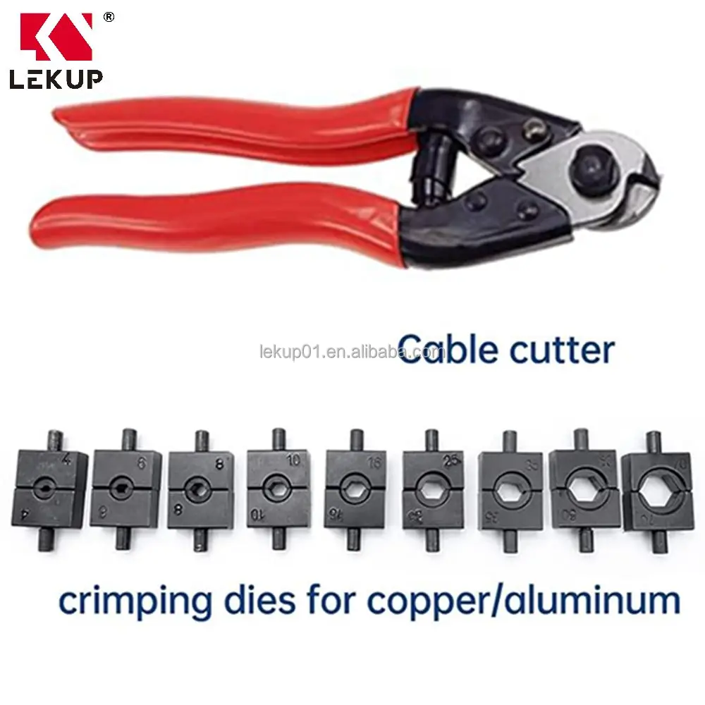 Hydraulic Wire Terminal Crimper Swager Battery Cable Lug Crimping Swaging Tool Up to 45KN with Stainless Steel Cable Cutter