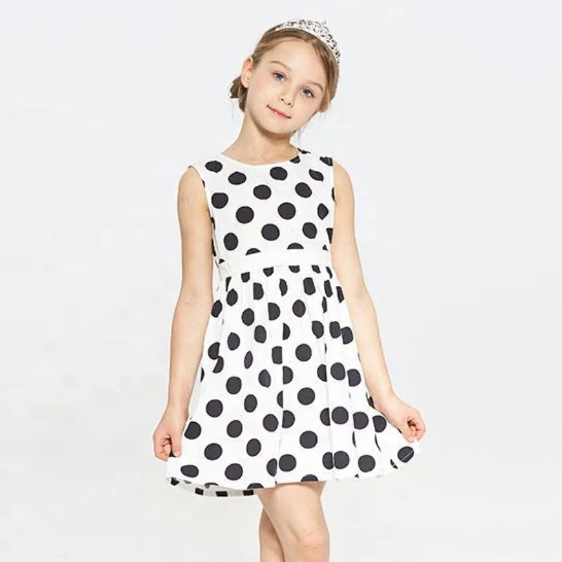 Gabby Loop Kids 100% Cotton Summer Round Neck Princess Dress For Children Dots Printed Girls  Party Dresses Child Summer Dress