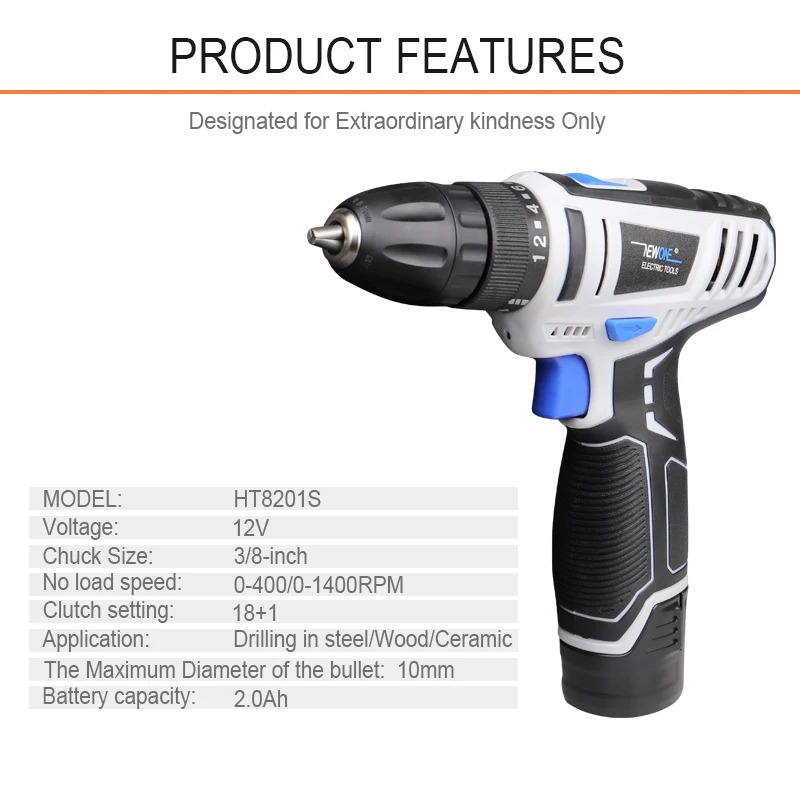 Newone 12V Mini Wireless Power Driver Cordless Drill Combo Screwdriver DIY DC Lithium-Ion Battery Compatible with Bosch battery