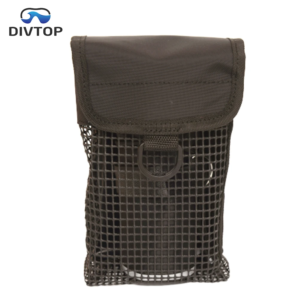 Diving Snorkeling SMB Surface Marker Buoy Float Holder Storage Drawstring Gear Mesh Bag Swivel Clip