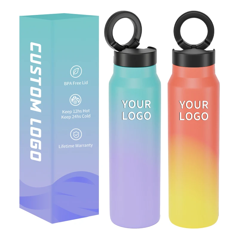 Wholesale Hot Selling Stainless Steel Tumbler Insulated Custom Fitness Gradient Flask Water Bottle with Magnetic Lid