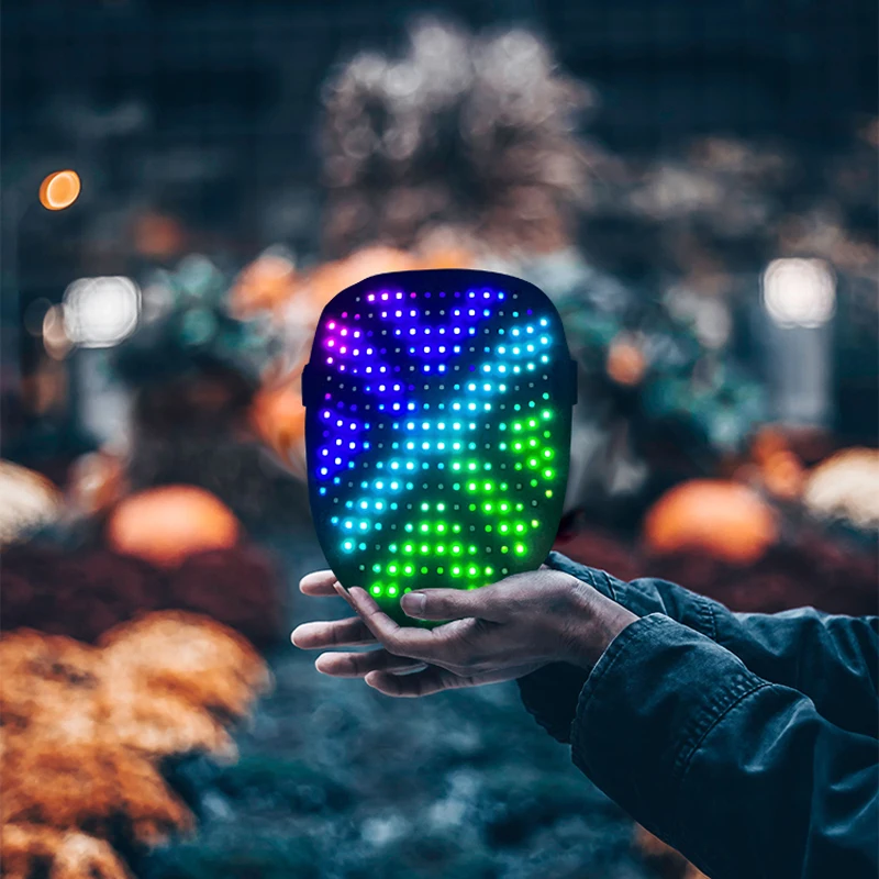 Wholesale Fashionable Full Face LED Light Glowing Mask Halloween Cosplay Party Rechargeable WiFi Gesture Sensor Mask Masquerade