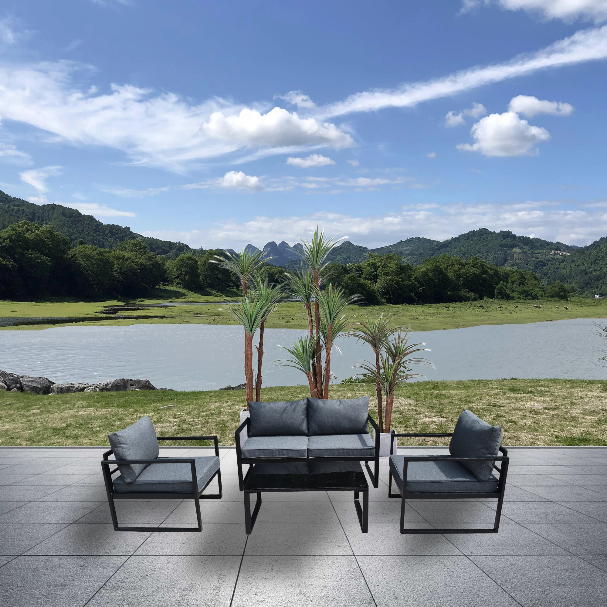 High End Customer Only Deluxe Rustproof Sofa Outdoor Table And Chair Set, Waterproof Outdoor Furniture,  Nordic Sofa Garden Sets