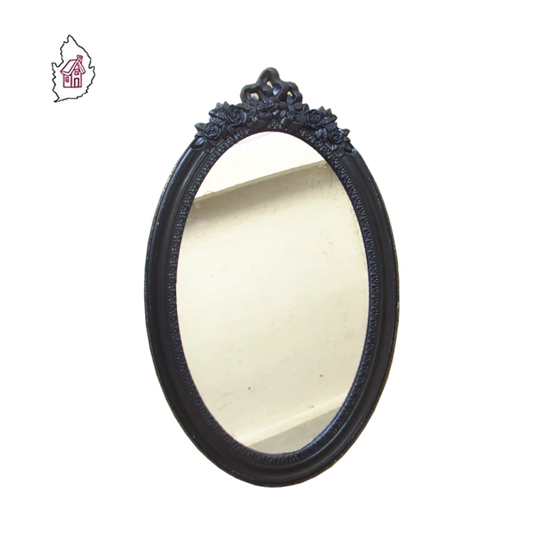 Large antique black wooden Oval Vintage Decorative Wall Mirror for Living room bedroom