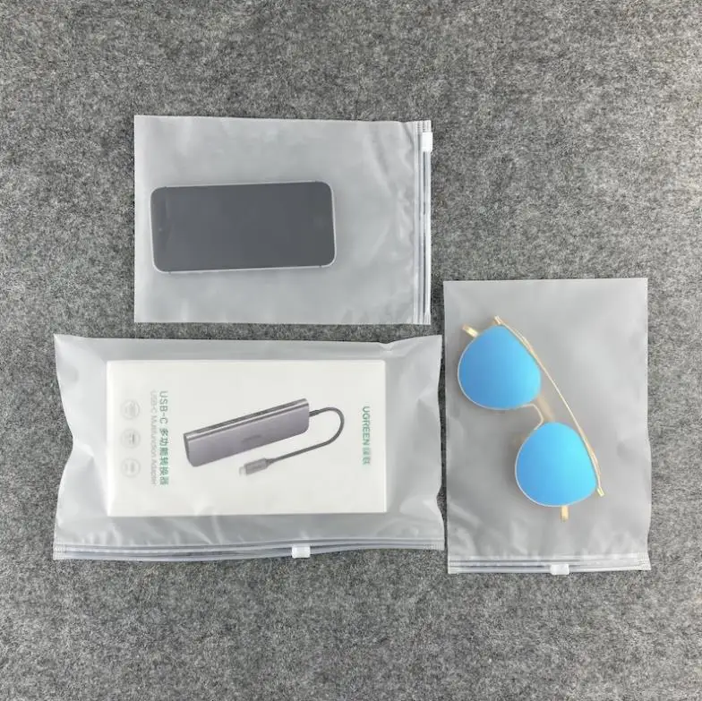 Custom Logo Printed Reusable Packaging Plastic Frosted Zip Lock Zipper Pouch Ziplock Bag Storage Organizer For Clothing