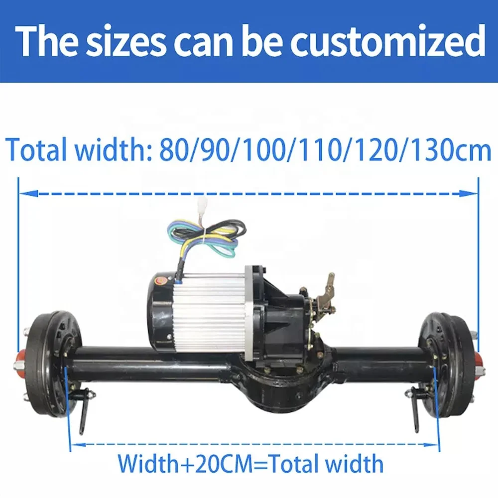 Customized Low speed heavy tricycle rear axle assembly chain drum brake trike Four-Wheel Reducer electric motor drive axle kit