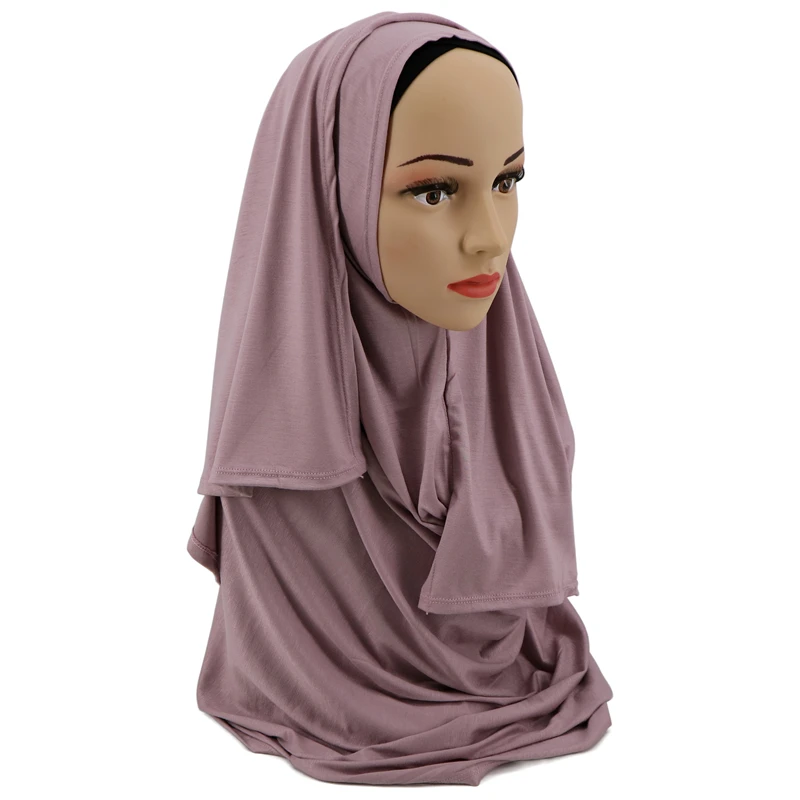 Hot Selling Instant Cotton Jersey Head Scarf Instant One Loops Pleated Cotton Jersey Shawls Muslim Scarves Long Shawl Wraps