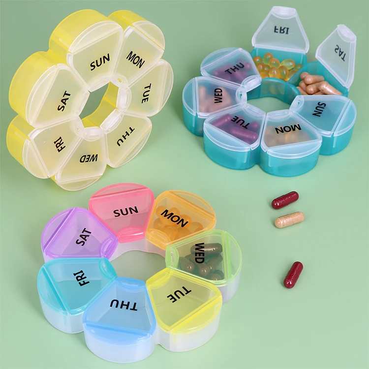 SUNSHING Custom Pill Case Plastic 7 Days Tablet Candy Boxes Portable Tablet Holder Travel Organizer Pill Dispenser Container