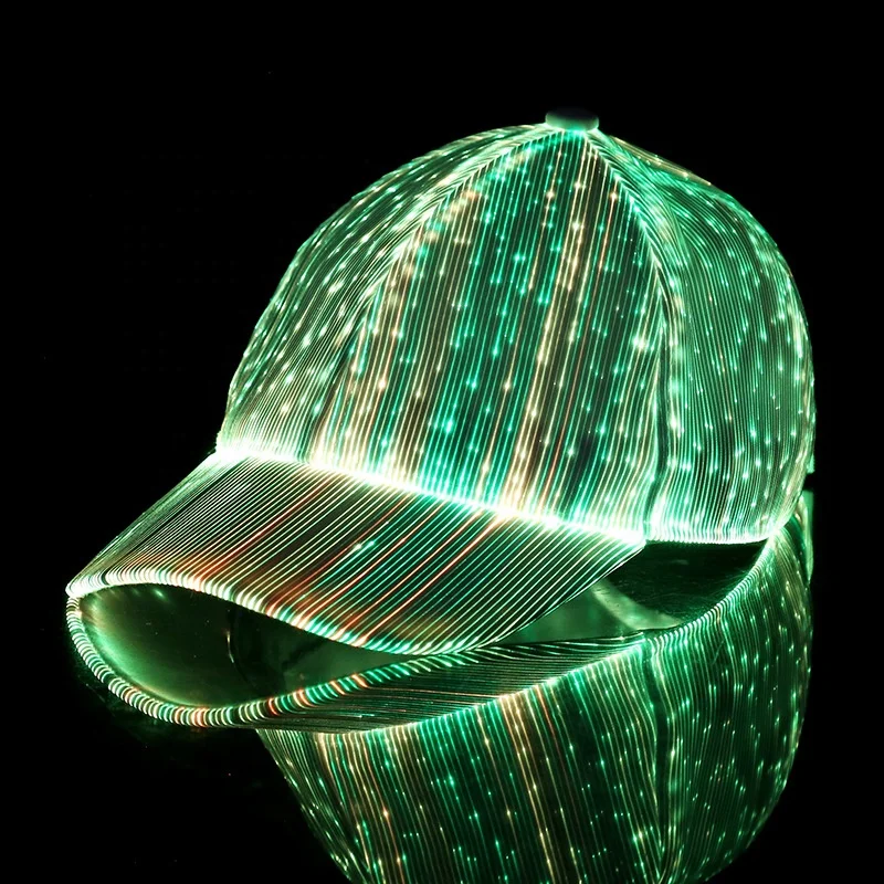 FREE SAMPLE customization led light up shiny party festival hip pop baseball sports hat cap with led light for man woman