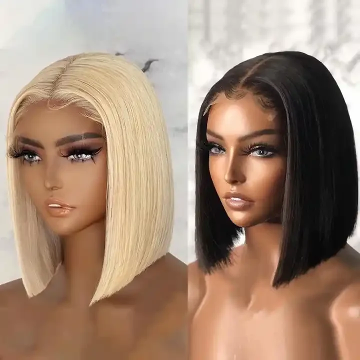 Super Double Drawn Bob Wig High Density Virgin Brazilian Human Hair Natural Wig Glueless Bob 4x4 Lace Front Wigs Vendor