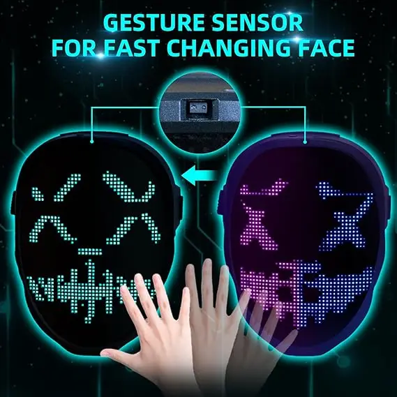 Качественное световое приложение Bluetooth модуль Хэллоуин страшный ужас Вечеринка светодиодная маска улыбка
