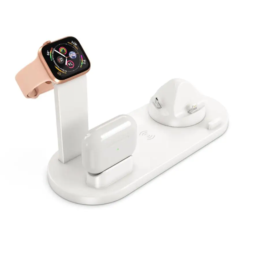 Factory Direct Sale 4 in 1 Fast Wireless Charger Station Apple Watch Iphone Ear Pods Quick Charging 15W With 1.2Meters USB Cable