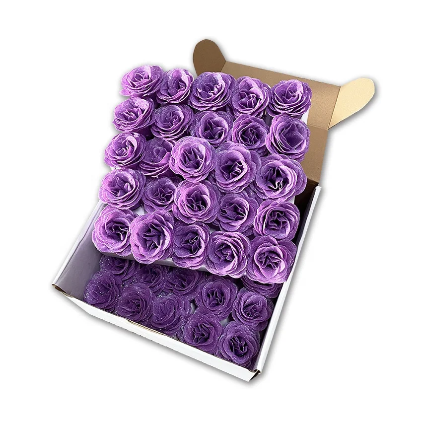 Artificial Rose Flower Heads with Sequins Diameter 7cm Glitter Rose Heads Artificial Flower