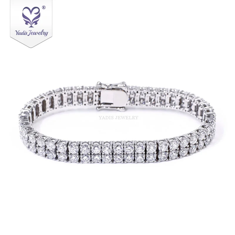 Yadis custom 14k 18k solid white gold with DEF/VS round lab grwon diamond HPHT women jewelry tennis bracelet