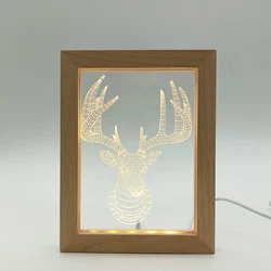Wholesale Wooden 3D LED Love Photo Frames Custom Designs Wedding Decorative Display Wood Picture Acrylic Photo Frame