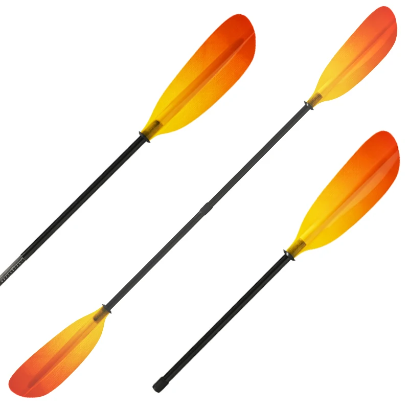 HOFi Adjustable Wing Blade Carbon Kayak Paddle Transparent Fiberglass with 3K Plain Weave Carbon Fiber round Shaft