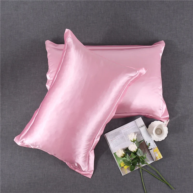 
Wholesale Bedding pure color silkworm simulation silk pillowcase single pillow towel for bed room 