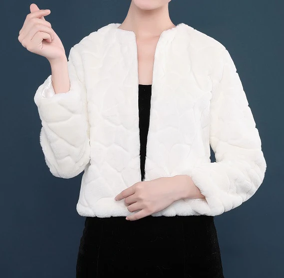 
Jtfur Winter long-sleeved warm fur coat jacket wedding dress accessories bridal shawl 
