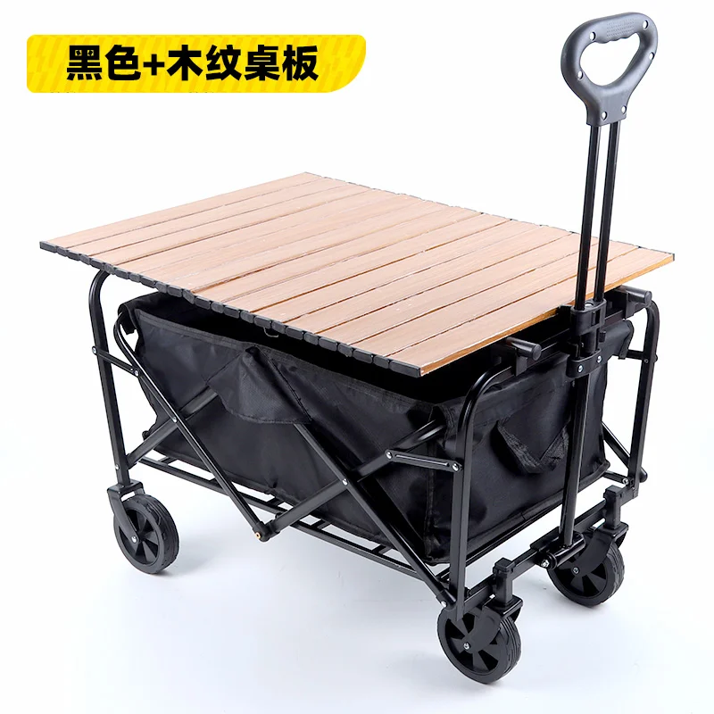 Outdoor Camping Wagon Portable Trolley Cart Collapsible Folding Wagon Utility Cart 5 Inch Bearing Rubber Wheel Without Brake