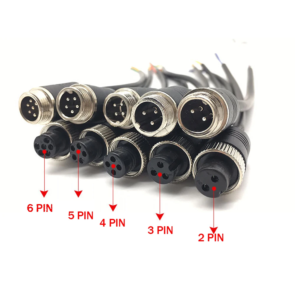Molding Connector Spring Cable Solder 2/3/4/5/6 Pin Straight D Code Double Ended Male to female 5M/10M/20M for backup camera