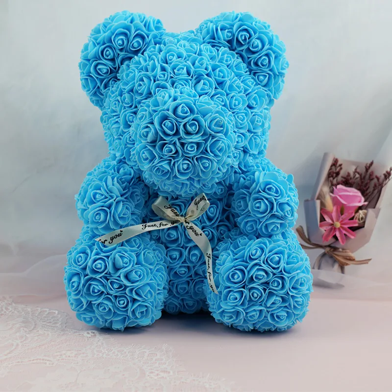Popular And Premium Rose Flower Teddy Bear In Clear Gift Box