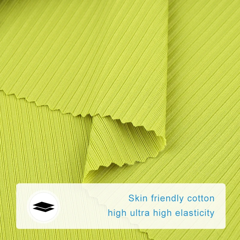 Custom ribbed combed 90%n 10%sp Elastic Stretch thick rib fabric for men t shirt
