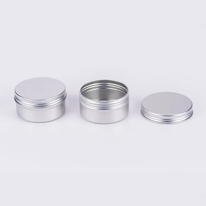 80ml Custom Wholesale Round Cosmetic Cream Candy Spice Pill Mint Small Black Metal Mini Tin Box With Screw Lid Jar Aluminum