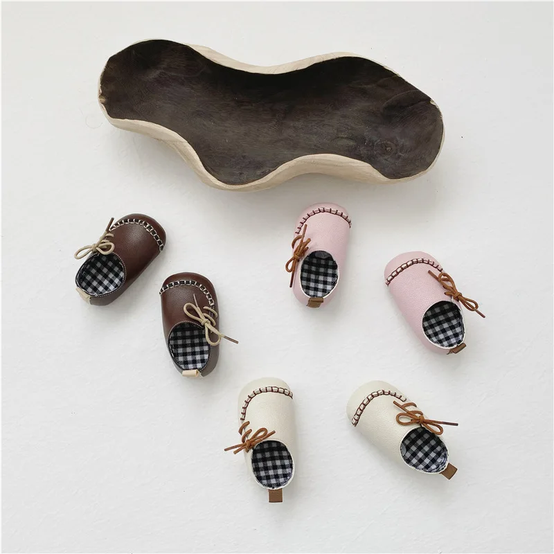 Q2-baby Leather Shoes Infants Toddler Soft Sole Boys Girls Crawling Slippers First Walking