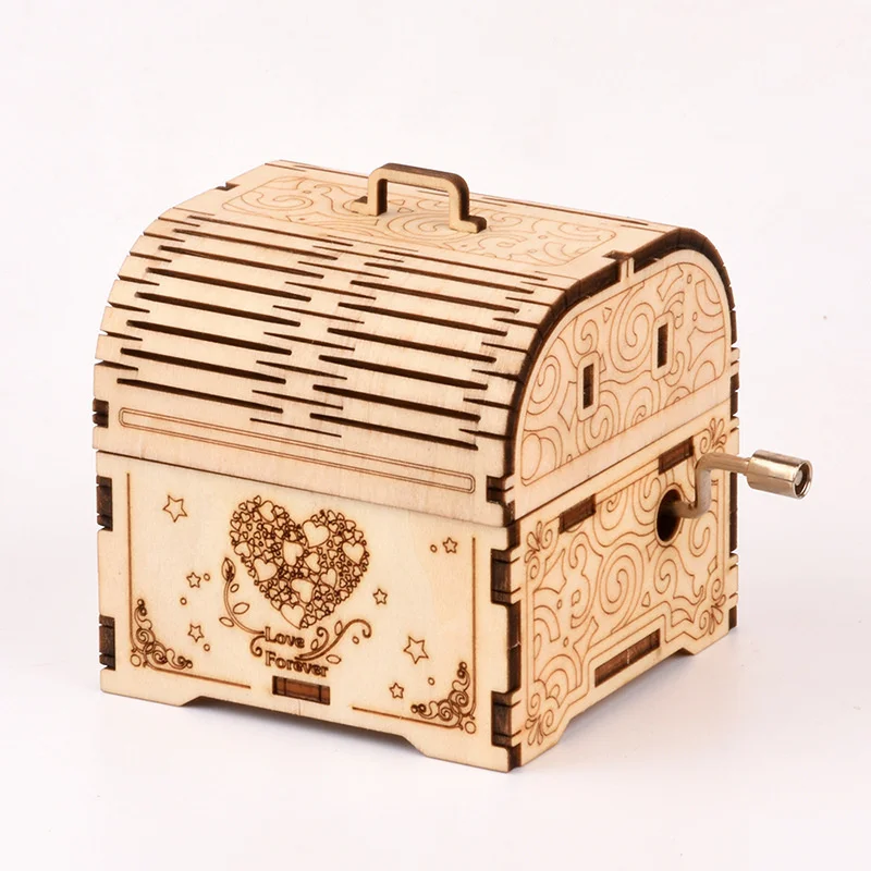 3D Stereoscopic Puzzle Wood Model Classical Music Box Treasure Chest Wood