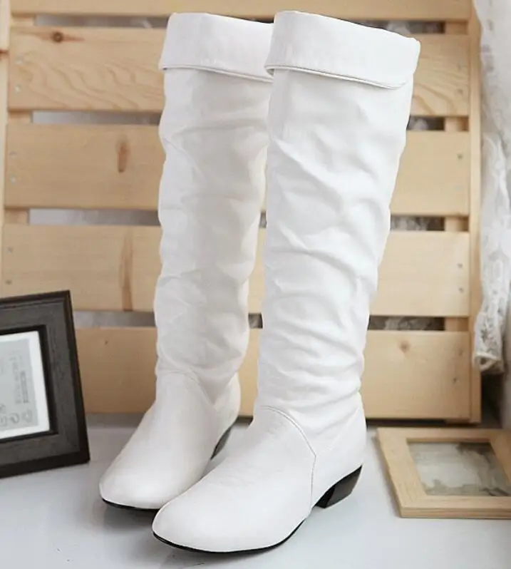Long boots autumn and winter new women boots black long leg white boots