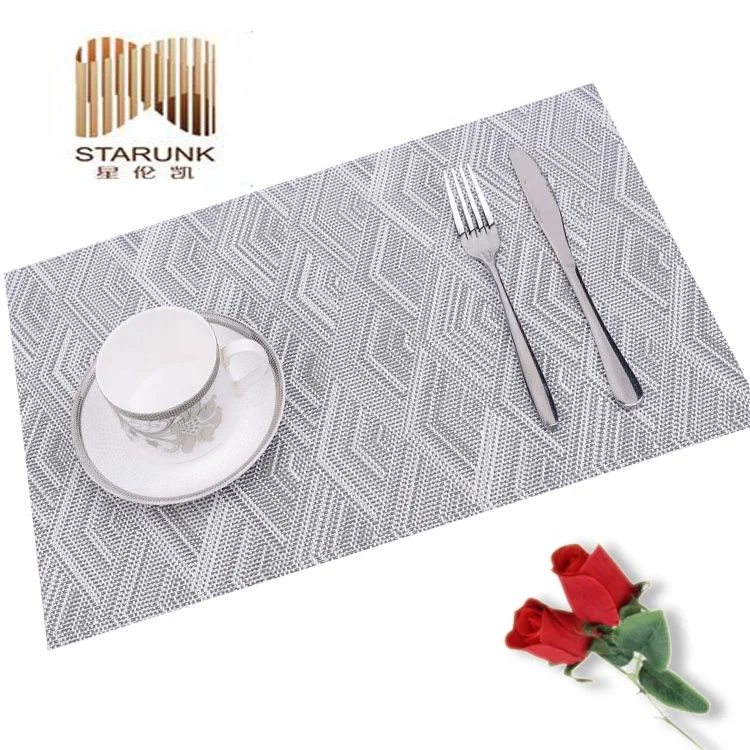 Woven Placemat Washable Rectangular Non Slip Water Proof Pvc High Quality Modern Plastic Woven Table Coasters for Decoration