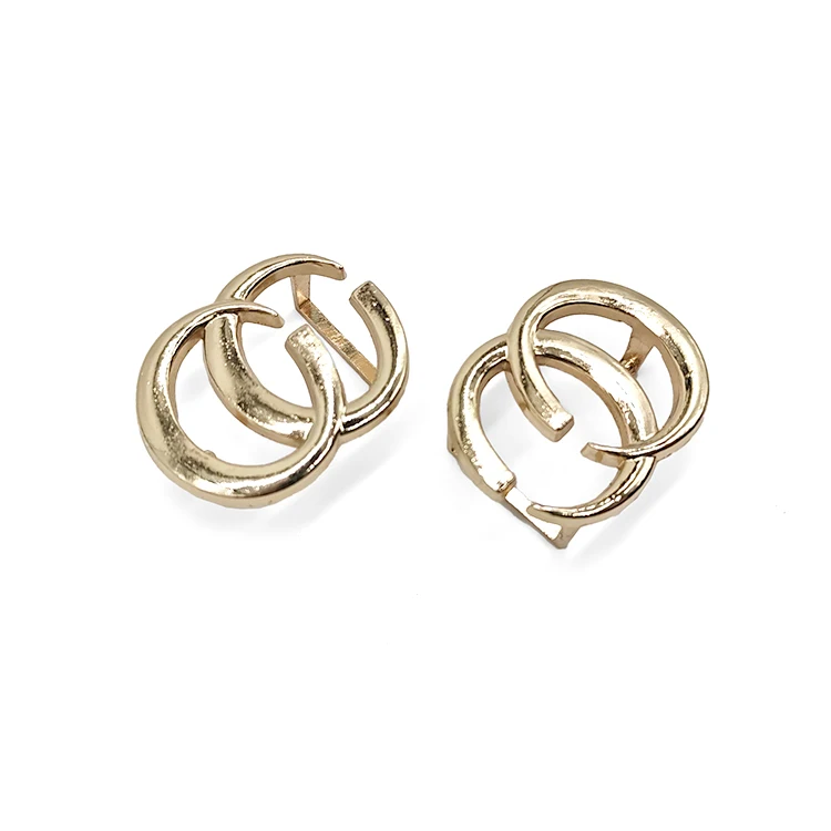 Custom New Design Luxury Golden Decorative Double C Cross Belt Buckles 15mm Metal Zinc Alloy Quick Release Straps Buckle