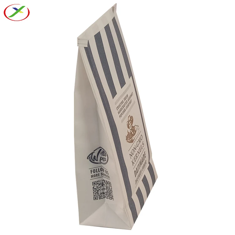 Custom Logo Printed Stand Up Oil Proof Kraft Paper Popcorn Chips Package  popcorn bags