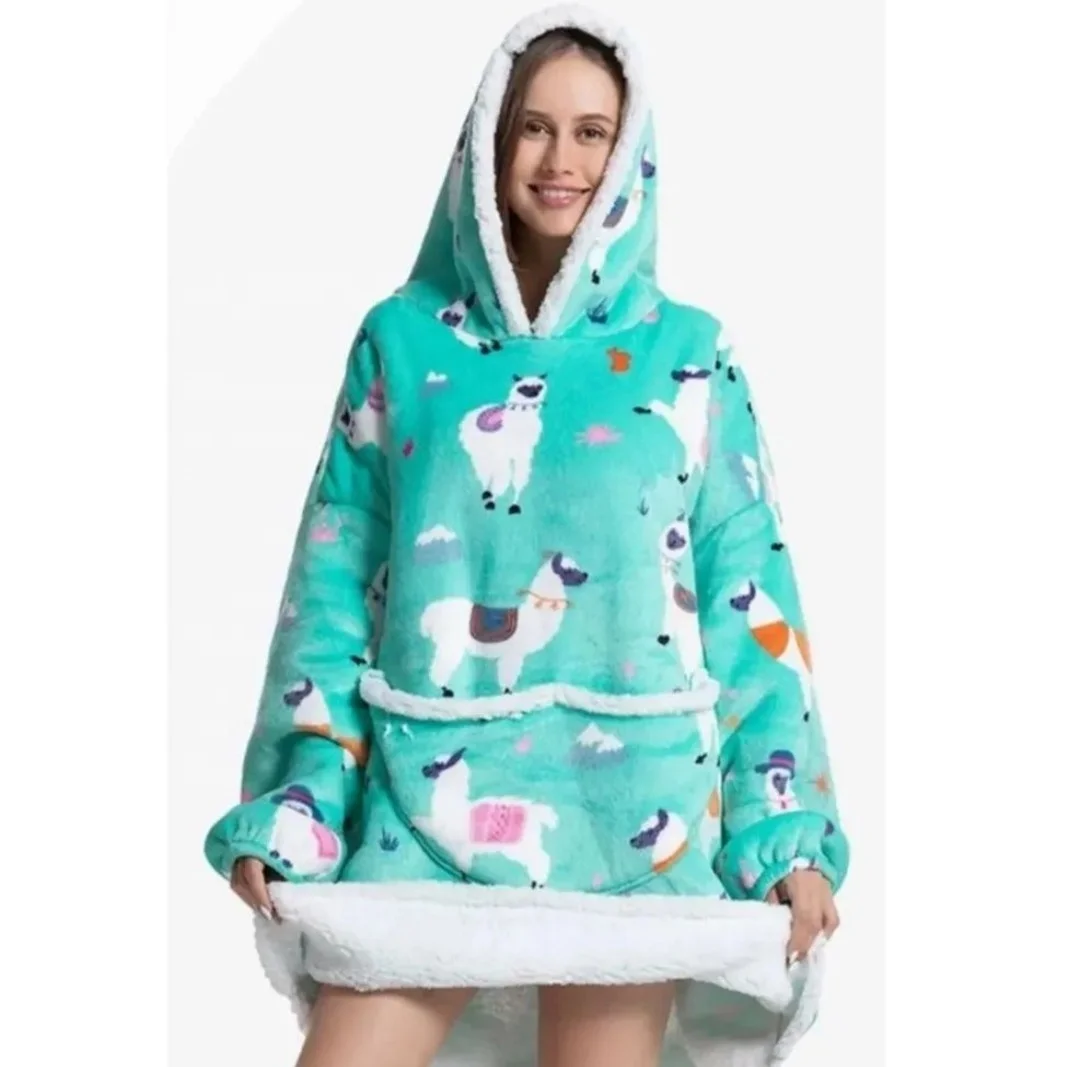 KY All Over Print Sherpa Hoodie Blanket Custom New Blanket Hoodie Oversized