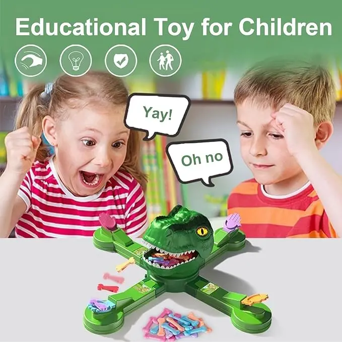 Electric Dinosaur Eating Bones Board Game Toy Preschool Education Challenge Game Dino Toys Funny Parent-Child Interactive Toys