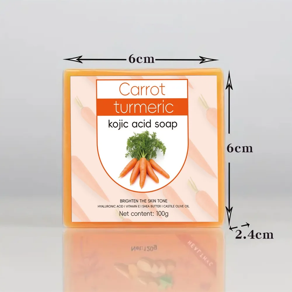 Custom Logo Private Label 100g Natural Carrot Turmeric Kojic Acid Handmade Bath Soap Bar Moisturizing and nourishing skin