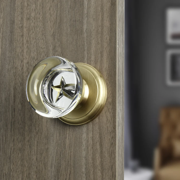 Hot selling luxury crystal door handle Special for family room door Transparent crystal door handle with brass accessories