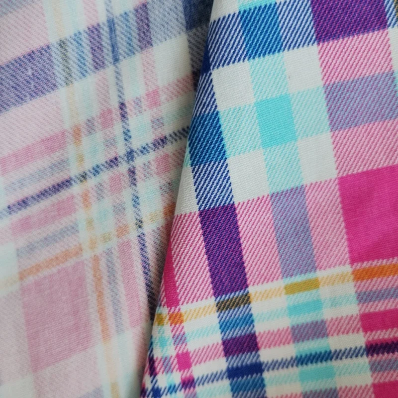 
Shaoxing textile material cotton poplin fabric with fashion check stripe pattern cotton fabric for girls dress 