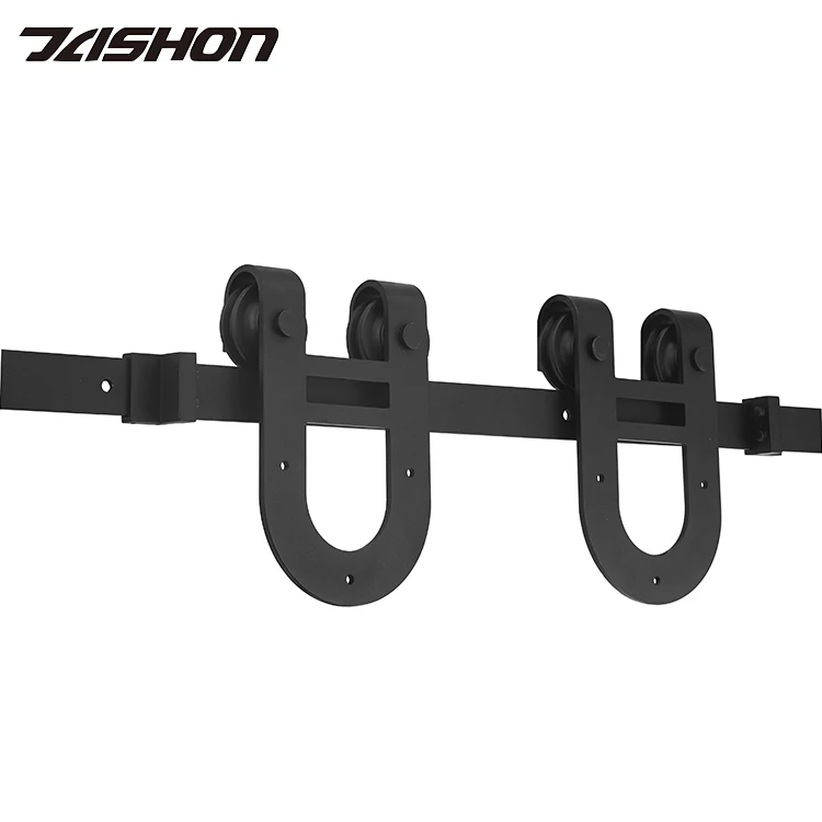 6.6Ft U Shape Double Wheel Load Shower Gold Full Set Barn Doors Hardware