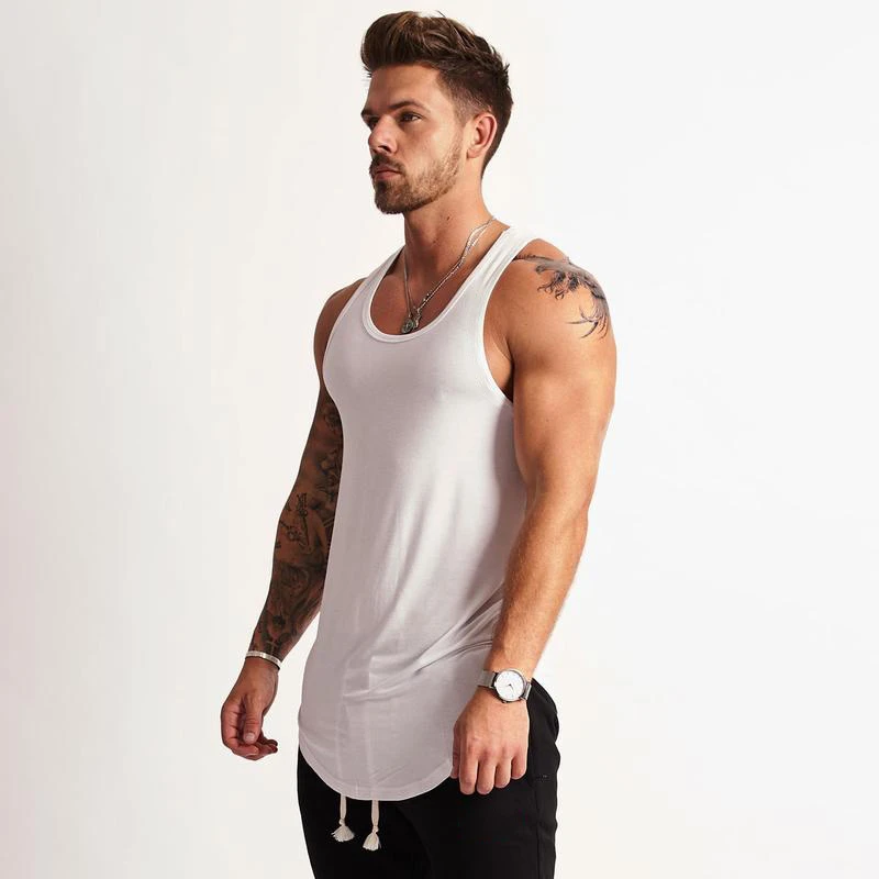 Sport Solid Color Fitness Yoga Wear Gym Vest Wholesale Manufacturer Muscle Fit Man for Men Silk / Cotton Breathable Anti-shrink
