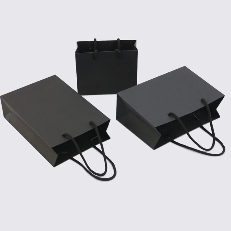 Custom luxury print black shopping paper bags with your own logo
