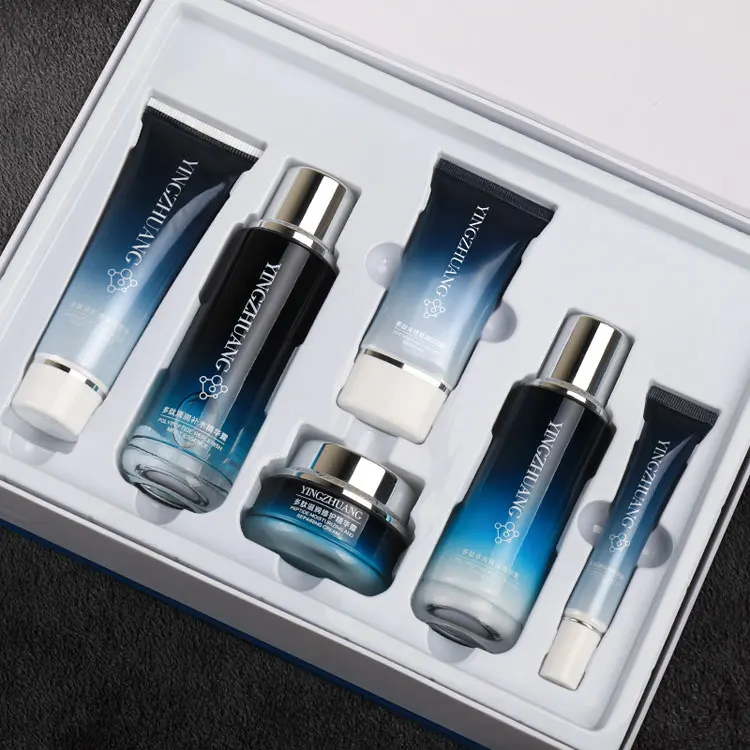 Private Label Facial Kit Refreshing Moisturizing Whitening Face Skin Care Set Customize OEM Logo Time Packaging Support Shelf