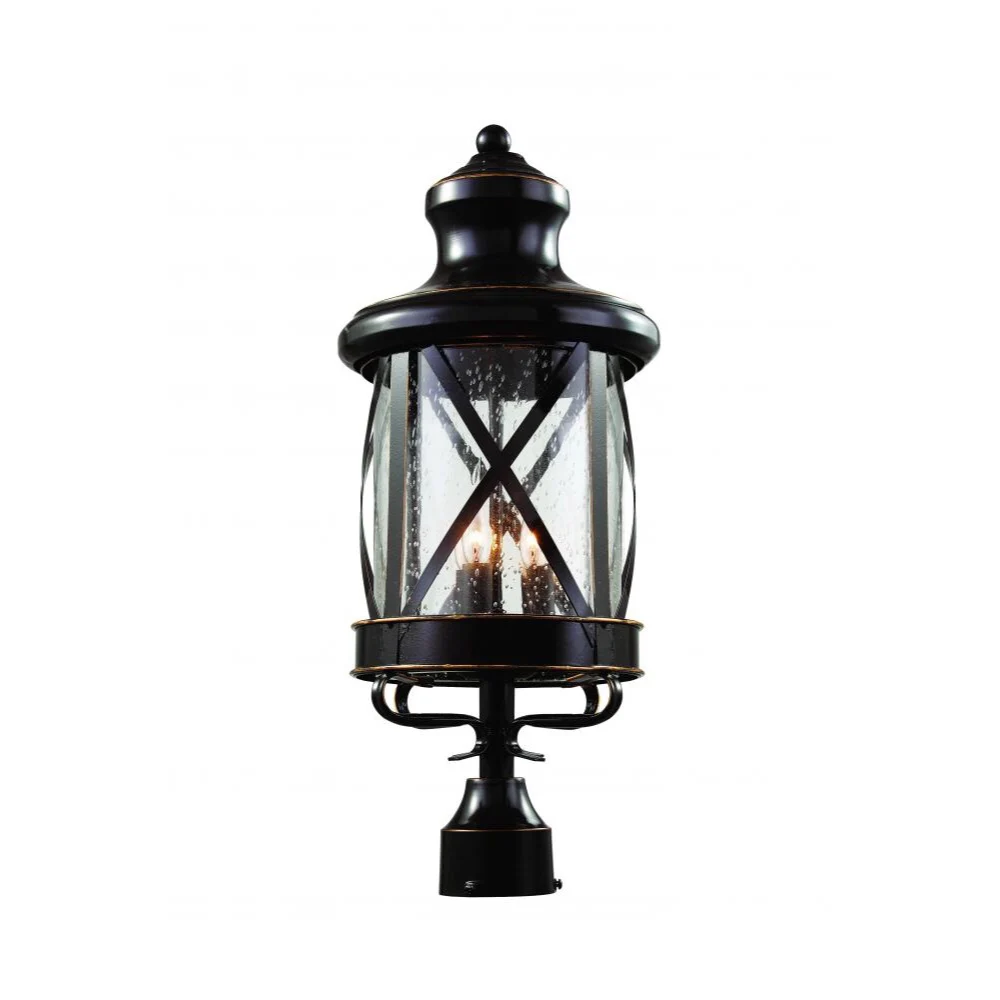 
Wholesale manufacturer black LED 3X40W classical outdoor post lighting clear seeded glass 