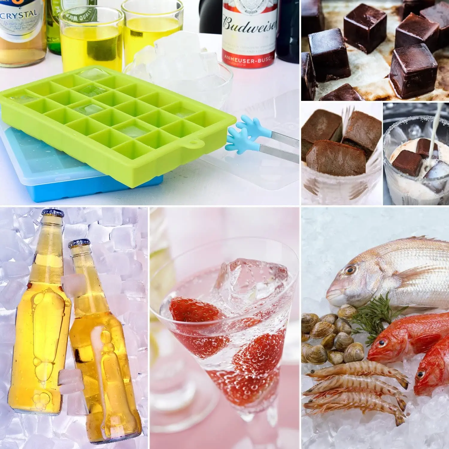 Reusable Silicone Square Ice Cube Tray BPA Free Food Grade with Custom Logo Stackable Ice Cube Trays
