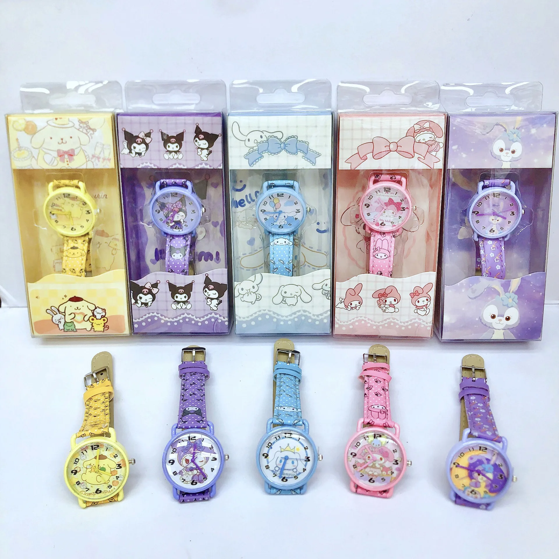 Hot sale low price Cute Kawaii colourful Box Packaging Cinnamoroll Melody Kuromi electronic watches Sanrio Watches For girl